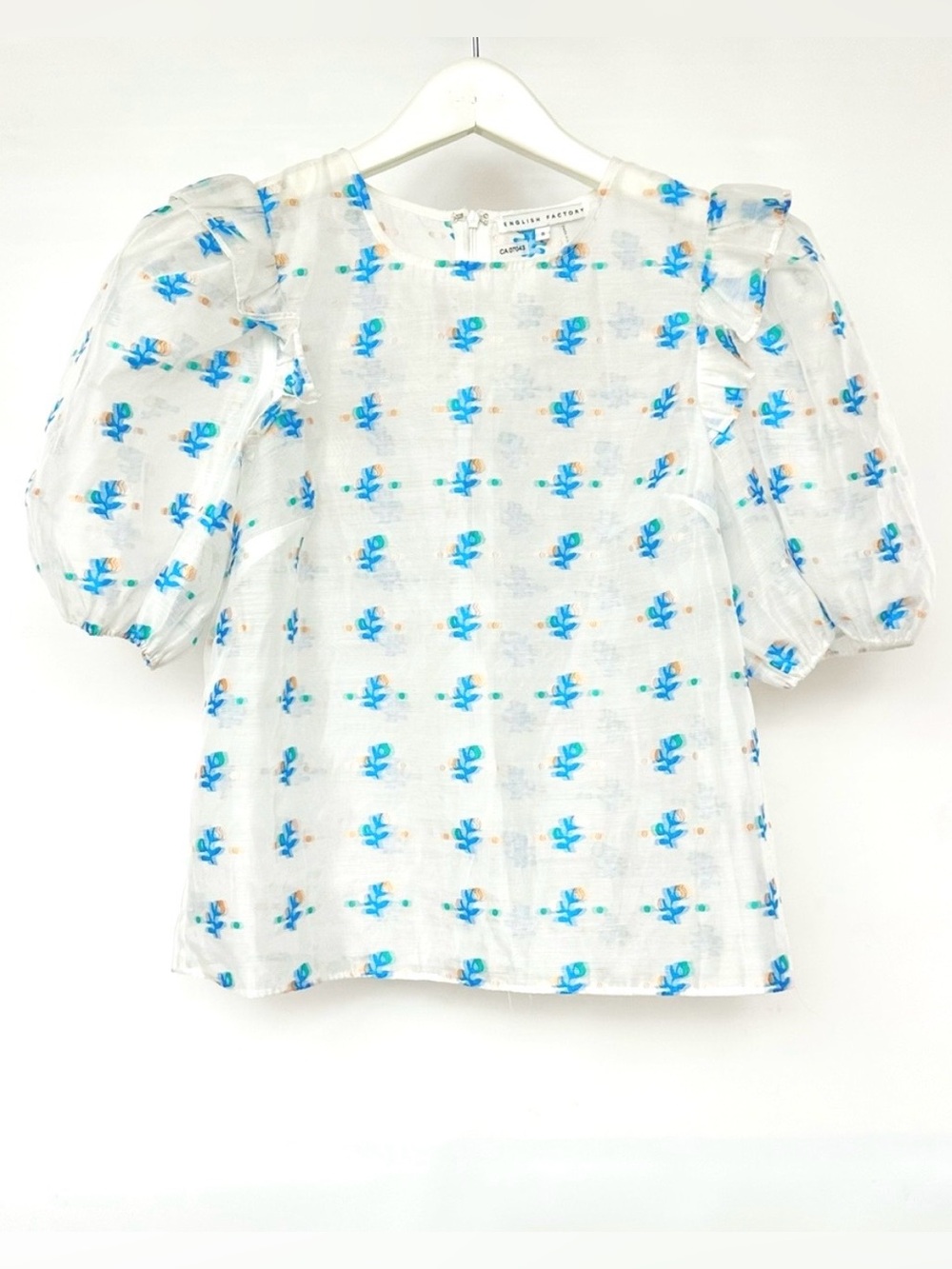 English Factory Sheer Puff Sleeve Blouse